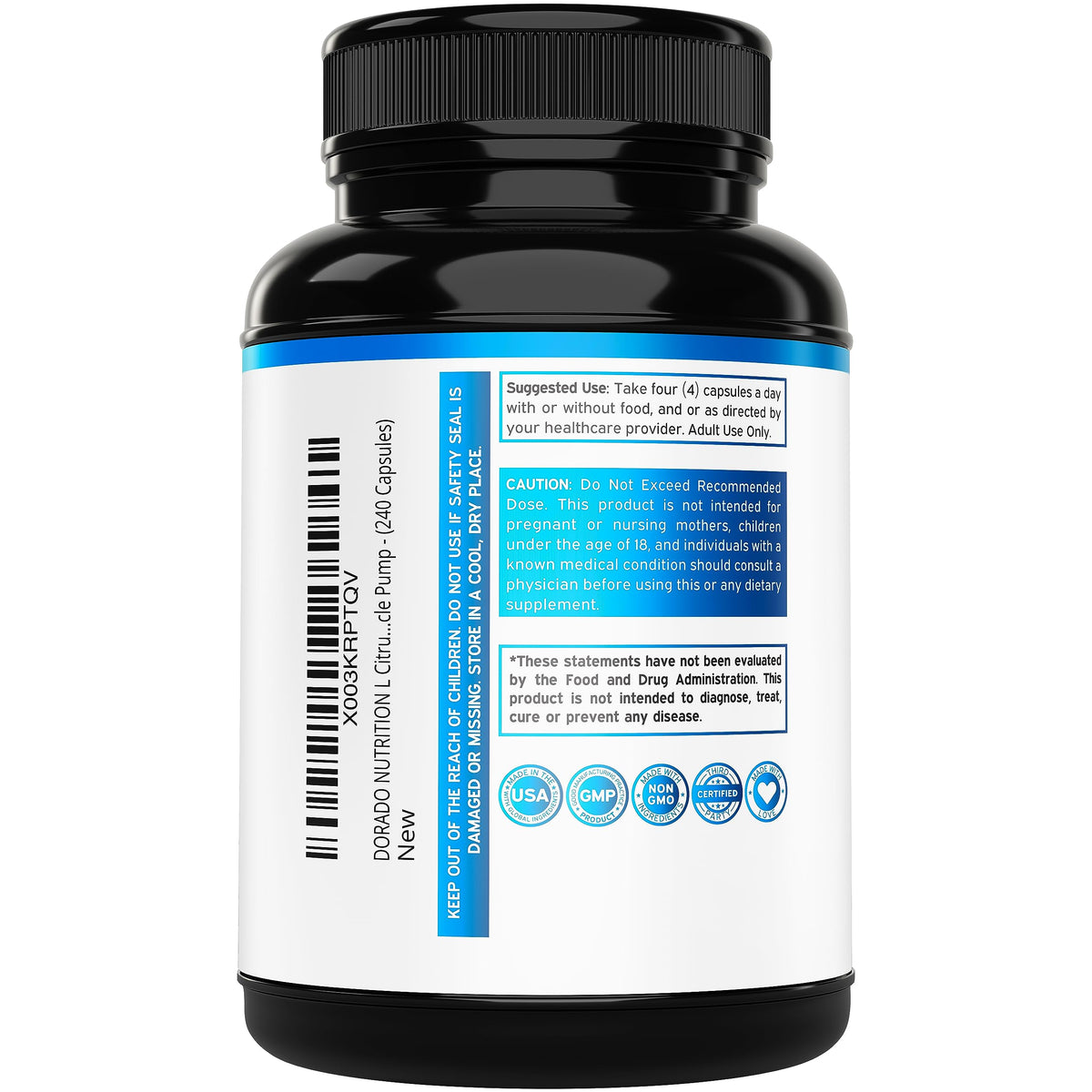 L Citrulline 3000mg & L Arginine Nitric Oxide Supplement 120 Count V81275
