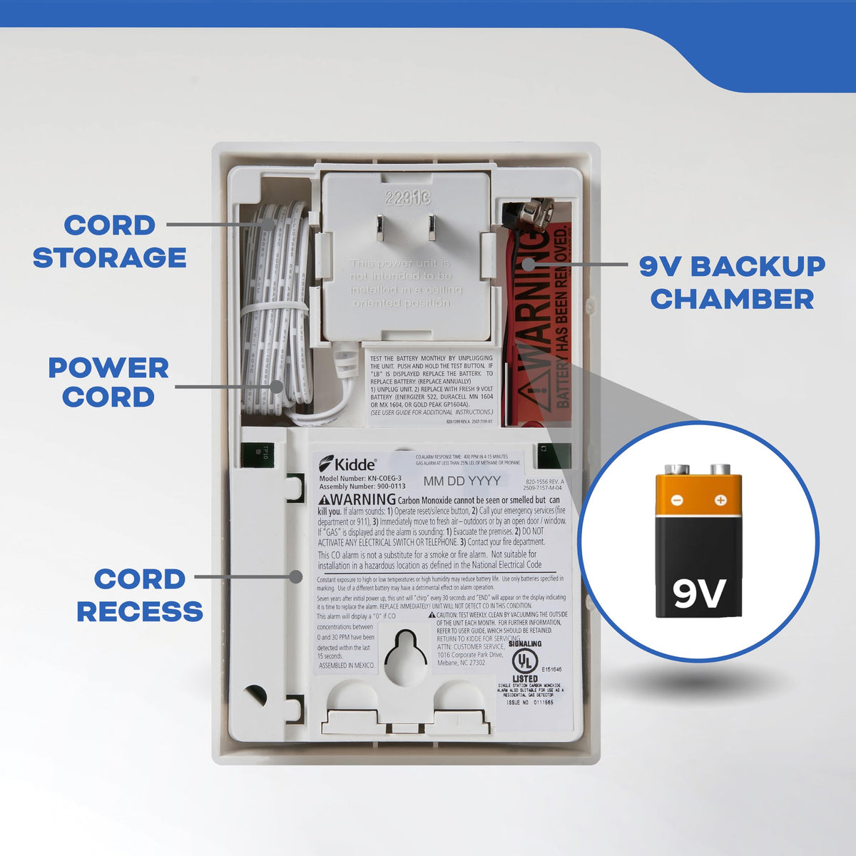 Carbon Monoxide & Explosive Gas Detector, Plug-in with Battery Backup R51080