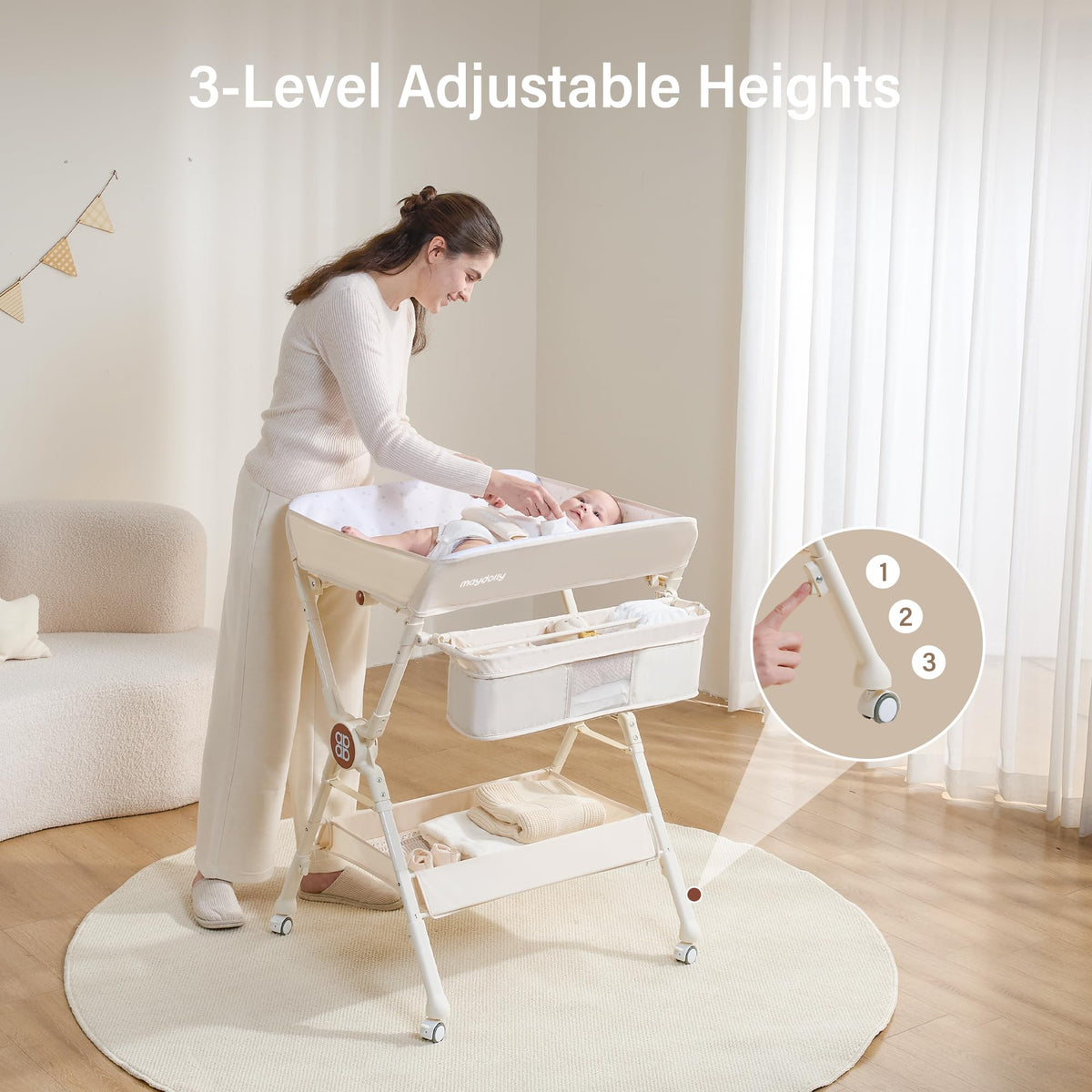 Portable Foldable Baby Changing Table on Wheels N651479