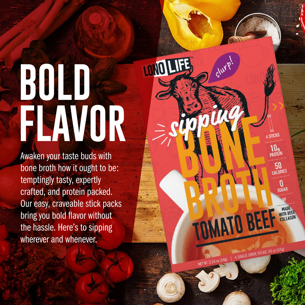 Tomato Beef Bone Broth Packets 10 Pack Z2530