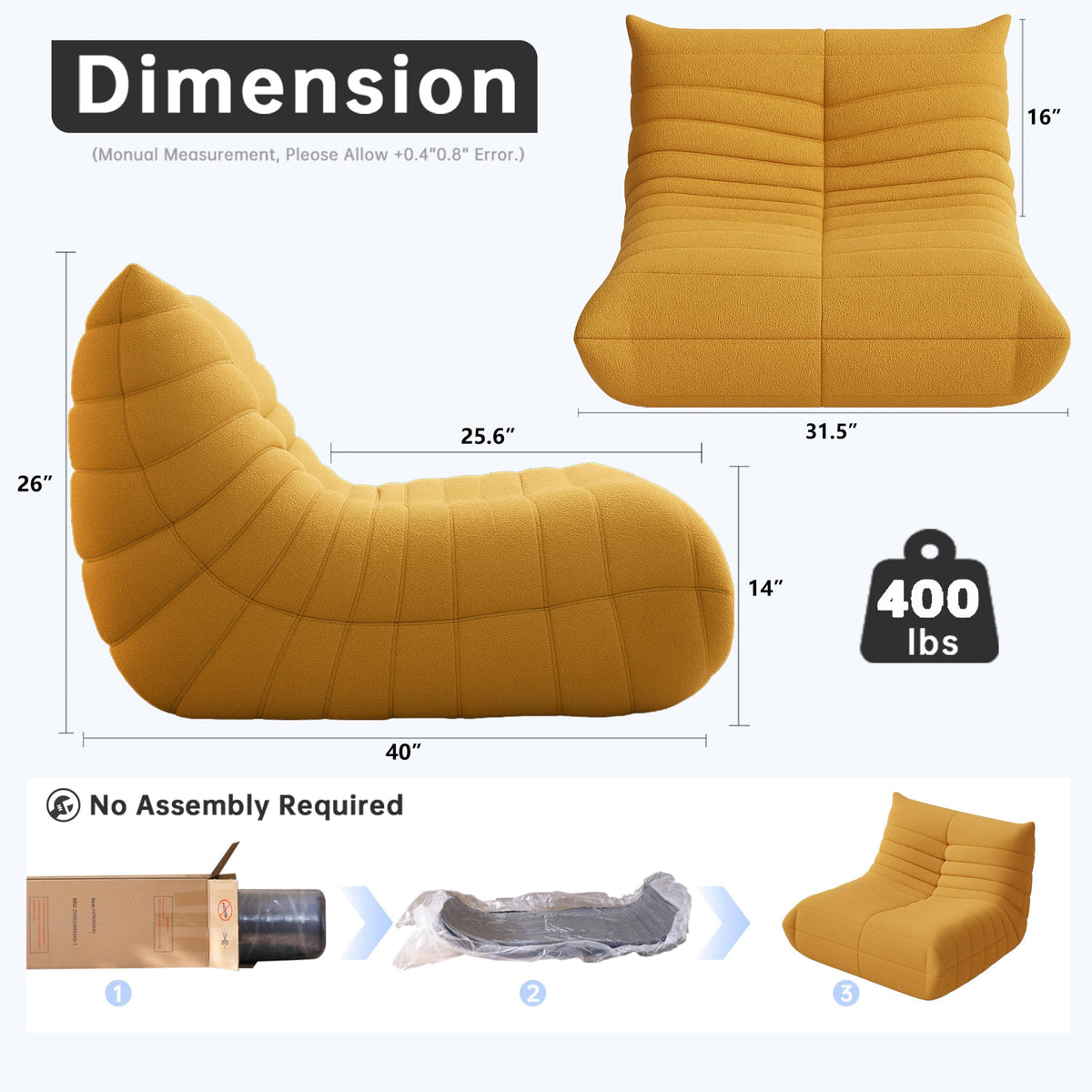 Giant Bean Bag Chair with Memory Foam U128