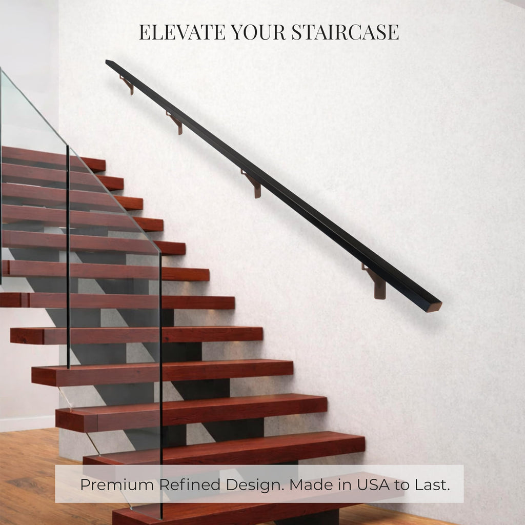 Aluminum Stair Handrail with Stainless Steel Brackets, 6 Feet J24223