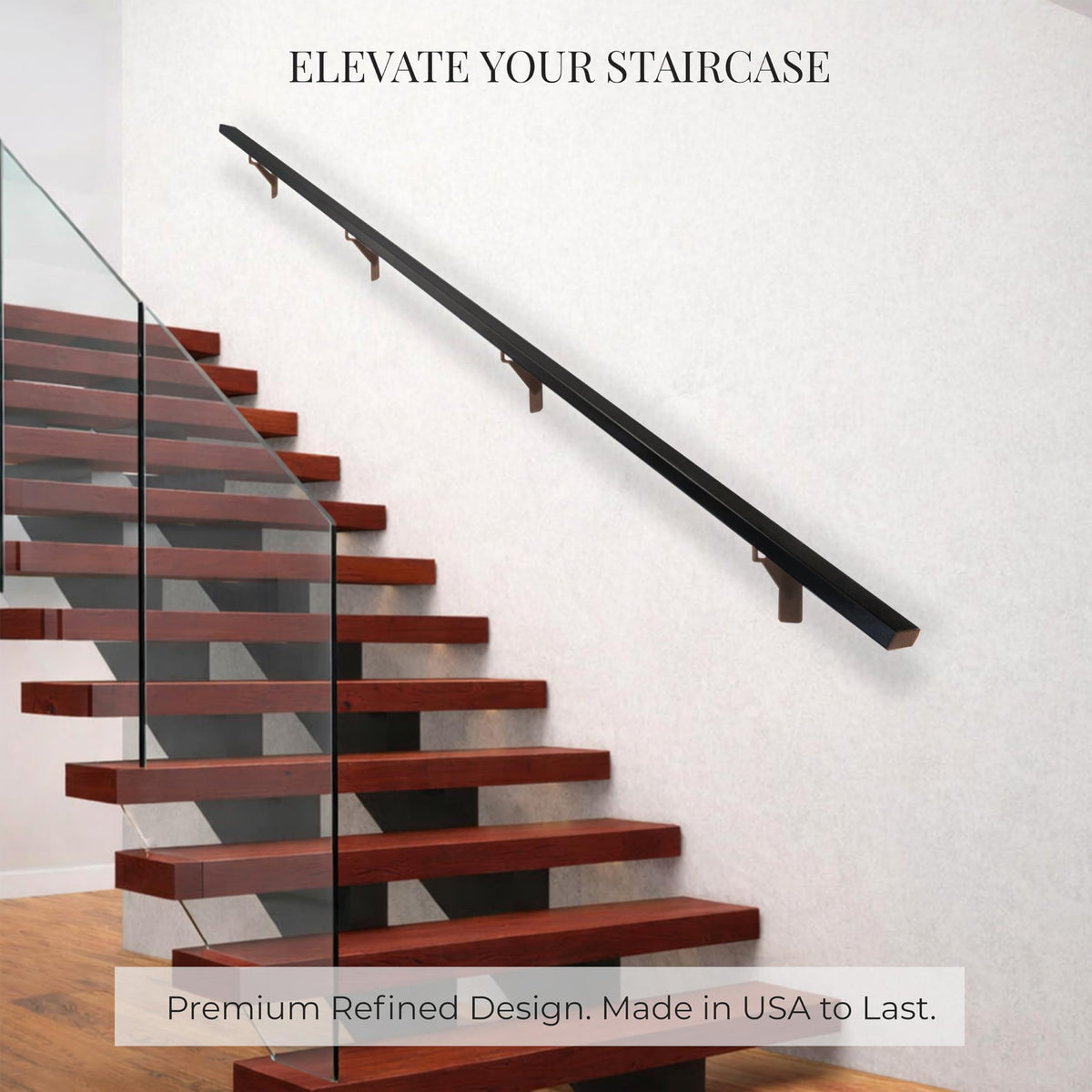 Aluminum Stair Handrail with Stainless Steel Brackets, 6 Feet J24223