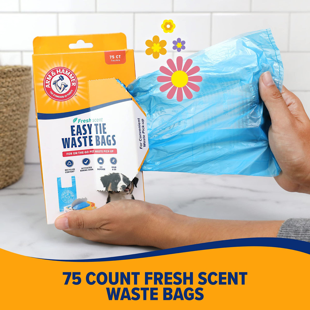 Easy-Tie Waste Bags Blue 75 Count U529626