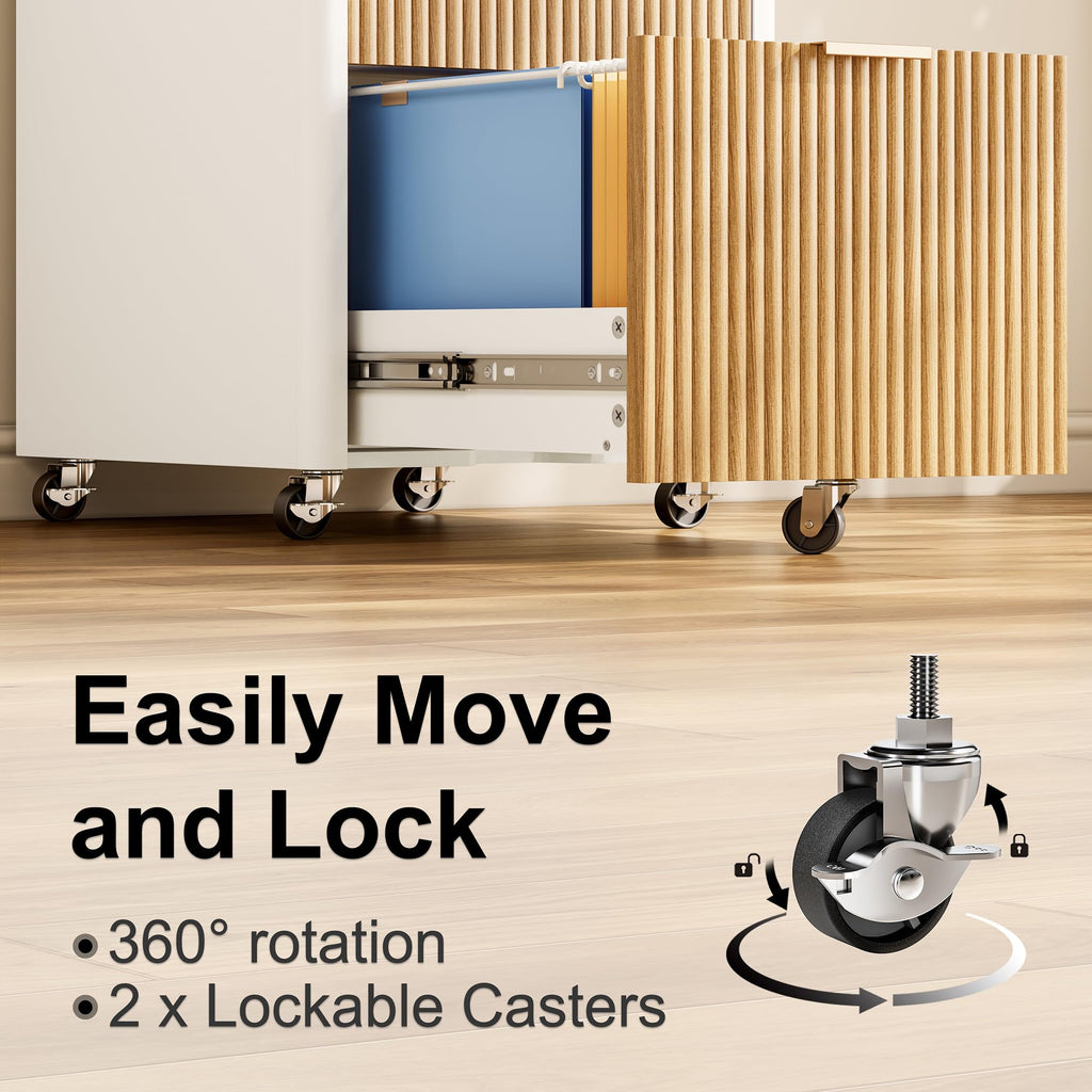 2 Drawer Wooden Mobile File Cabinet with Lock P6247