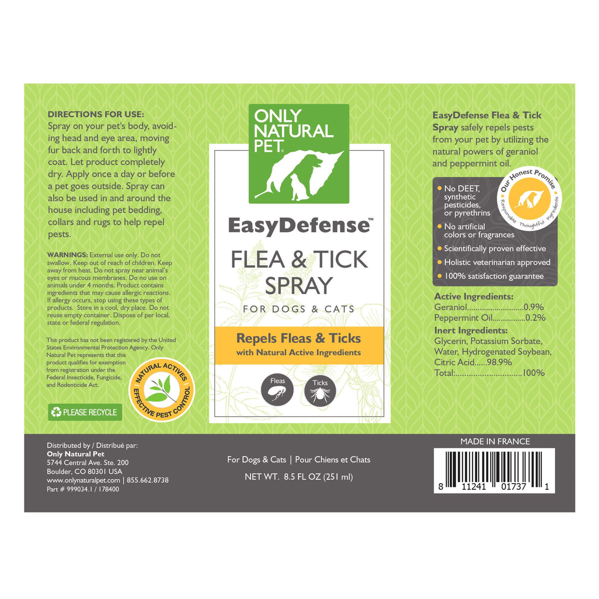 Flea and Tick Spray for Dogs and Cats 8.5 oz C23852