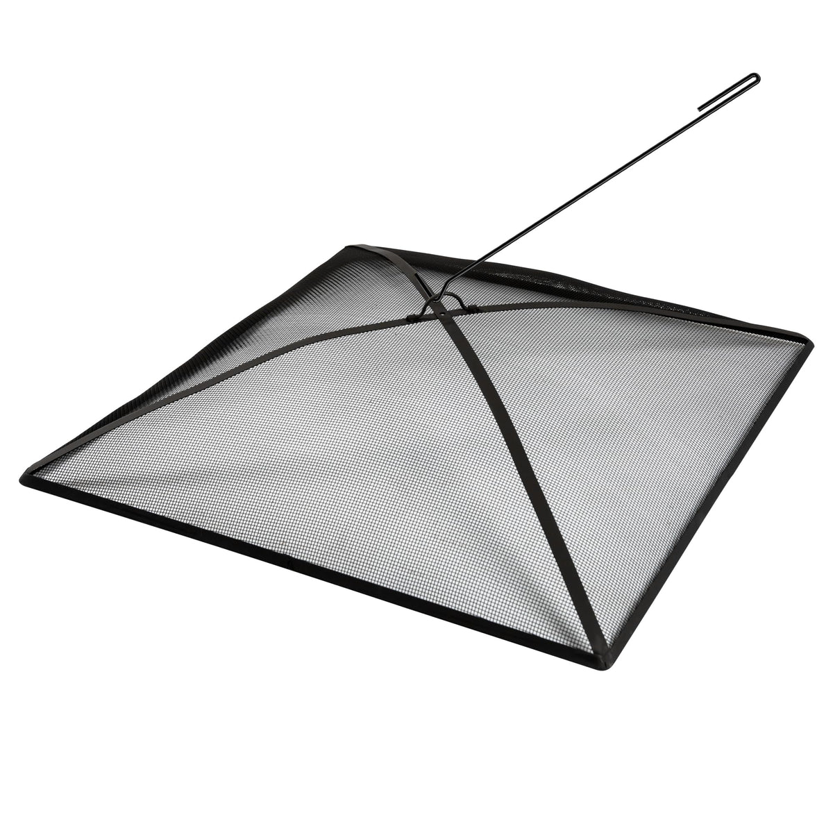32In Square Heavy Duty Fire Pit Screen Cover with Handle and Poker Black N184026