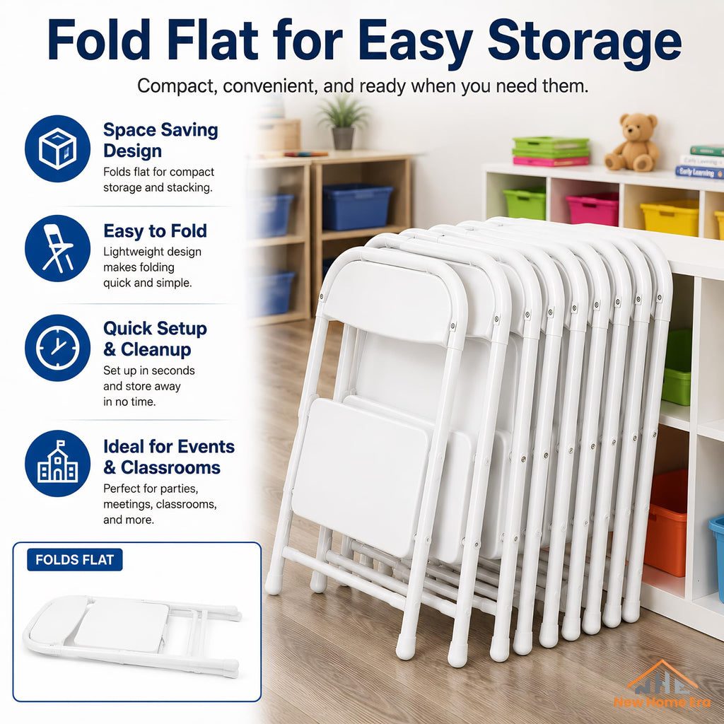 White Kids Plastic Folding Chair with Steel Frame J85137
