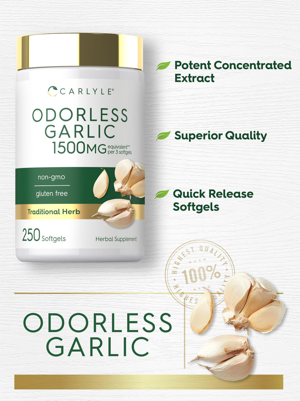Odorless Garlic Supplement 250 Softgels Z472015