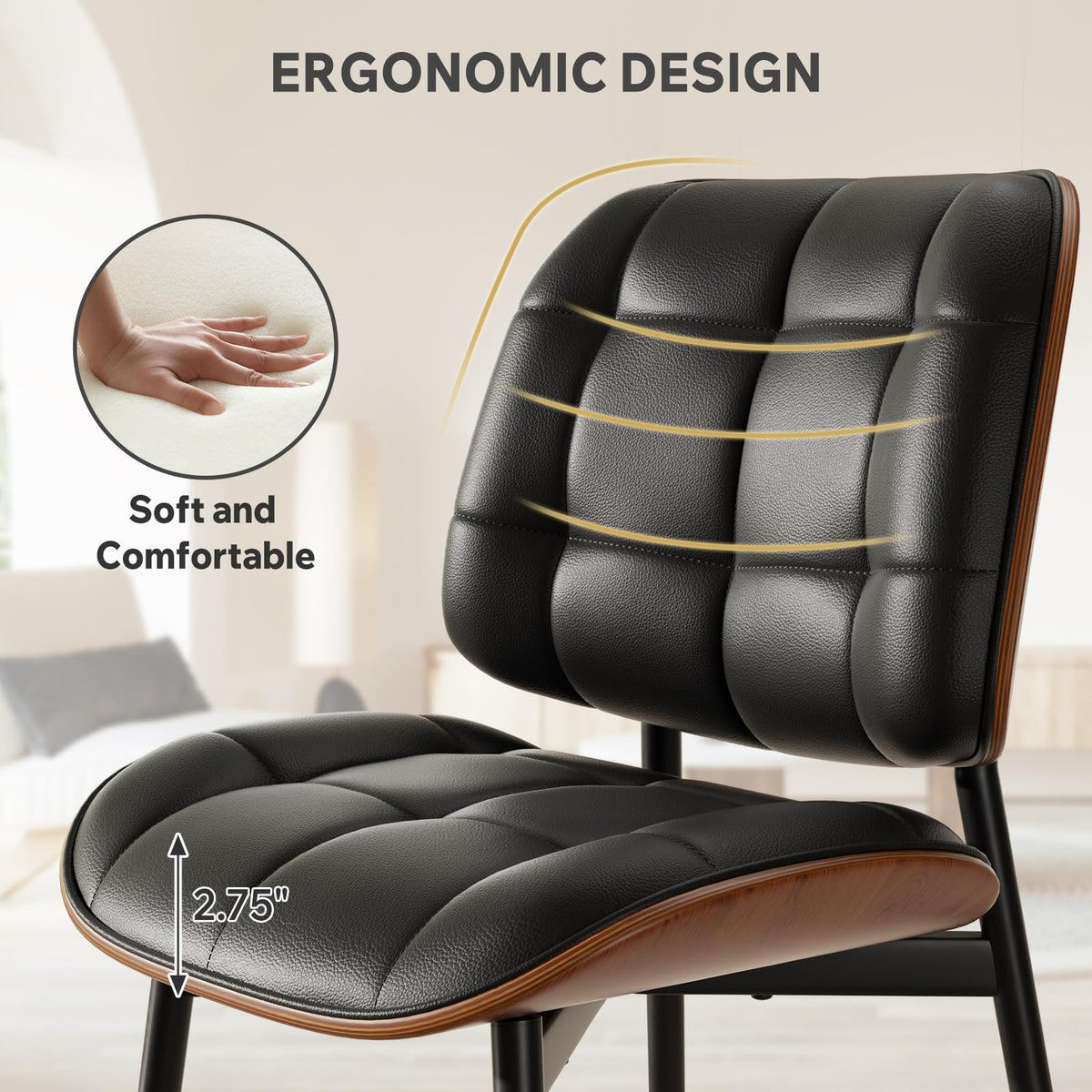 Black Faux Leather Dining Chairs Set of 4 B26860