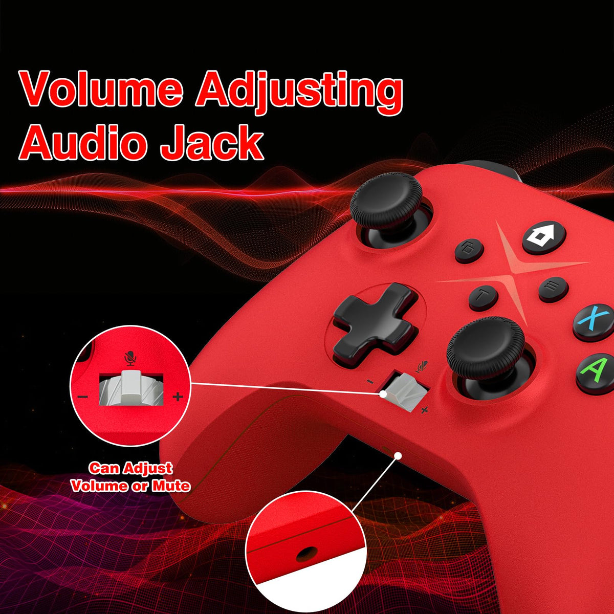 2 Pack Wireless Controller with Turbo Macro Hall Trigger Dual Vibration 3.5mm Audio Jack Built-in Battery 2.4GHz Adapter P6636