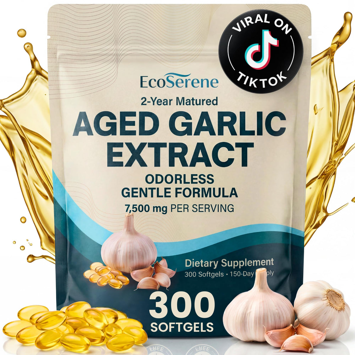 7500mg Aged Garlic Extract Softgels 300 Count Y34768