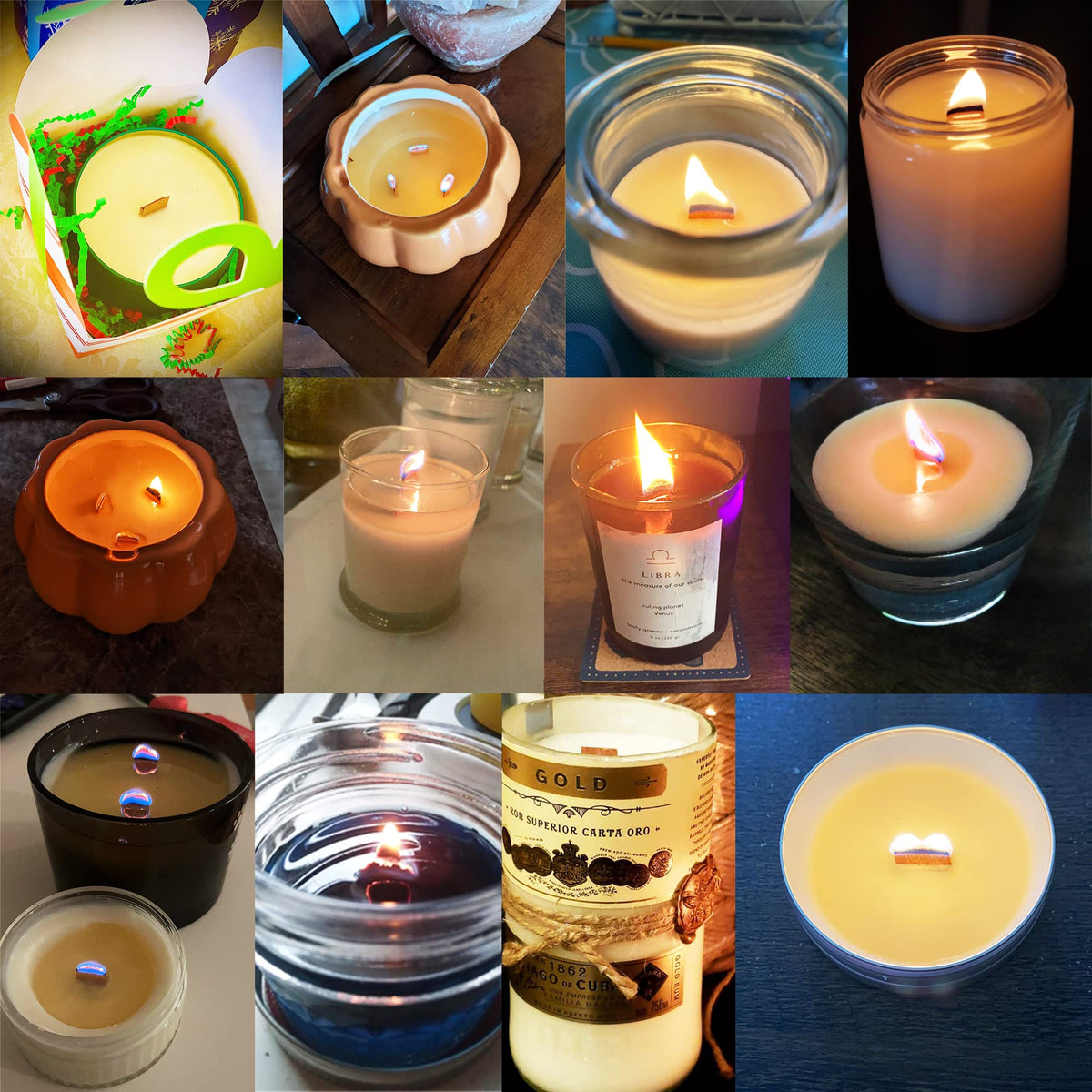 50PCS Crackling Wooden Candle Wicks with Metal Base L795