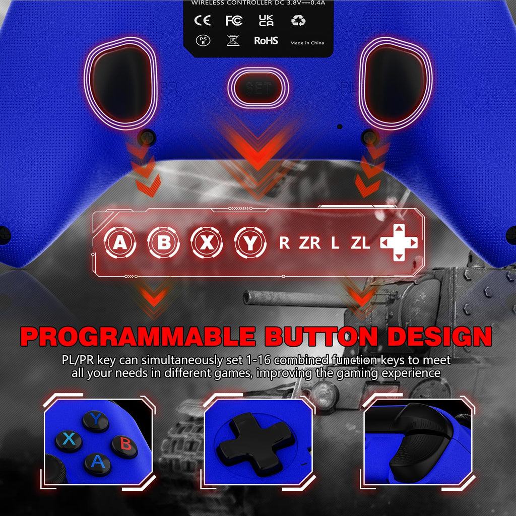 2 Pack Wireless Controller with Turbo Macro Hall Trigger Dual Vibration 3.5mm Audio Jack Built-in Battery 2.4GHz Adapter P6636