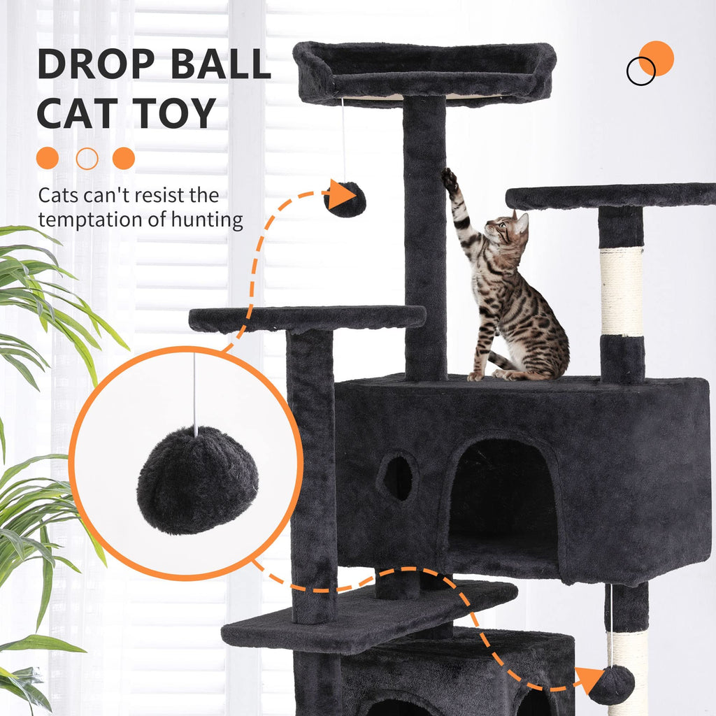 70 Inch Multi-Level Cat Tree with Scratching Post, Condo, Plush Perch I211389