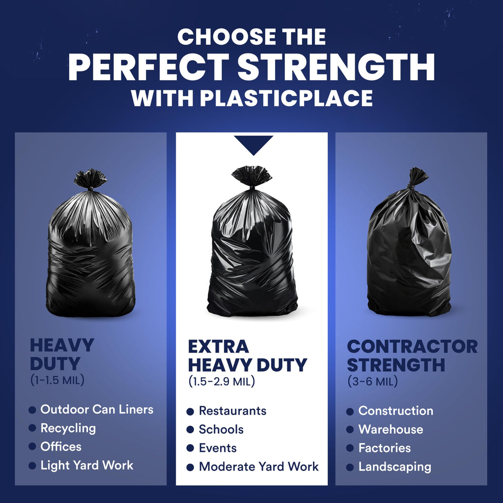 65 Gallon Black Heavy Duty Trash Bags 25 Count A82274