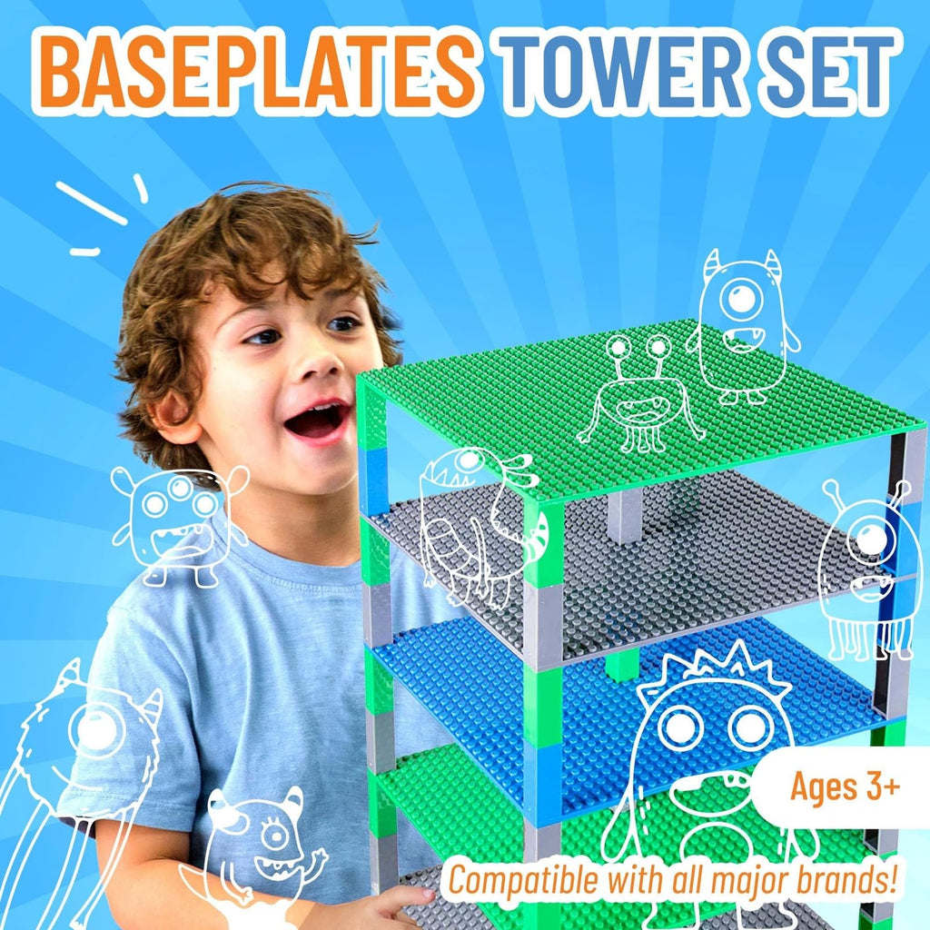10 x 10 in 6 Baseplates with 50 Stackers Building Toy Blocks K50187