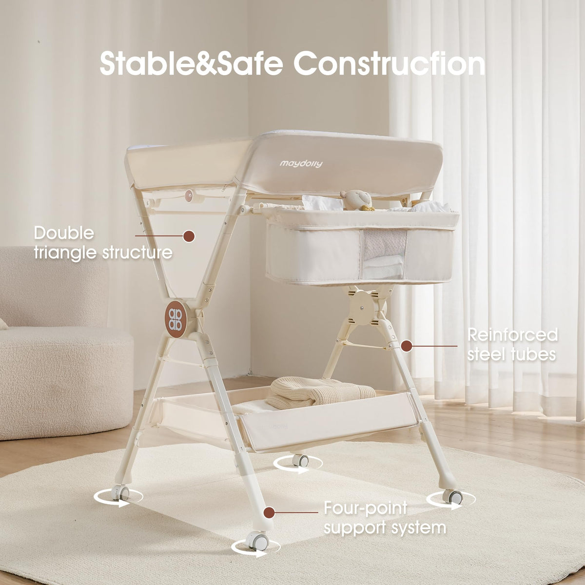 Portable Foldable Baby Changing Table on Wheels N651479