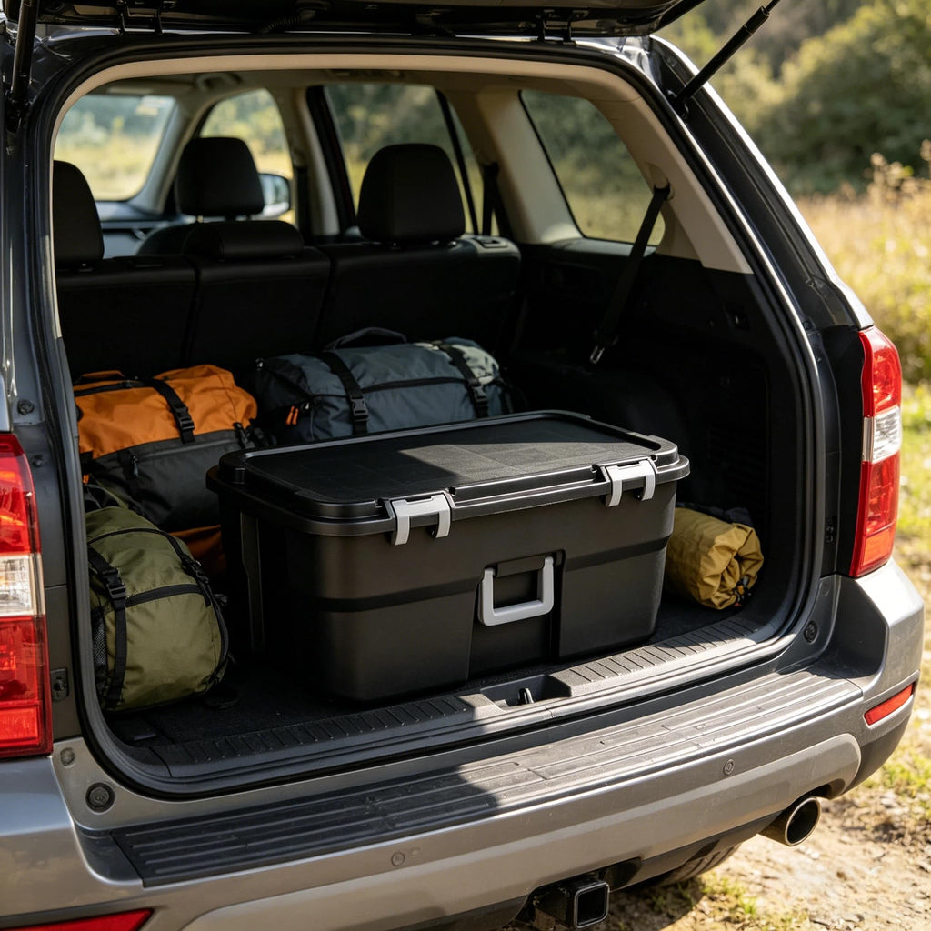 22 Gallon Black Wheeled Plastic Storage Trunk V967645
