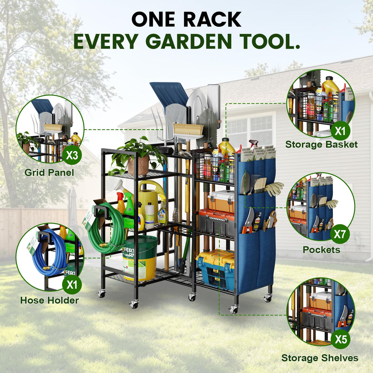 3-Sided Garden Tool Organizer with Wheels Q504658