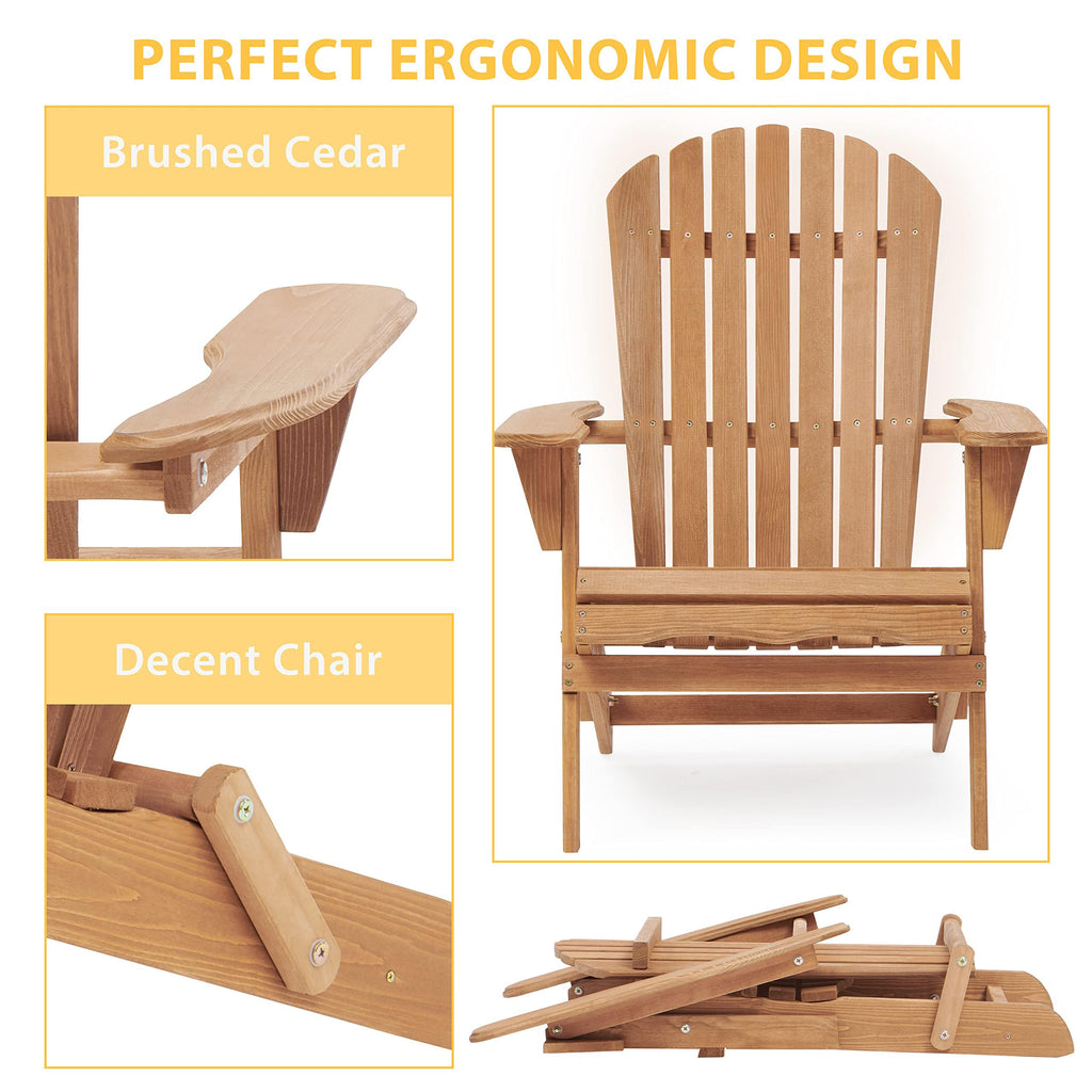 Adirondack Chair Set of 2 Wooden Folding Outdoor Chair J2783