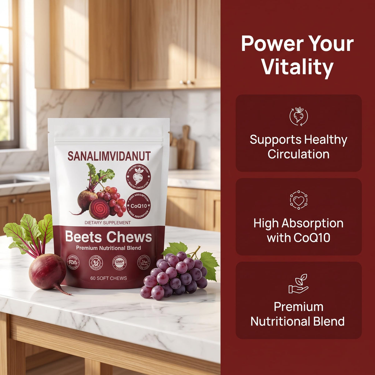Beet Root Chews 500mg 60 Chews W567