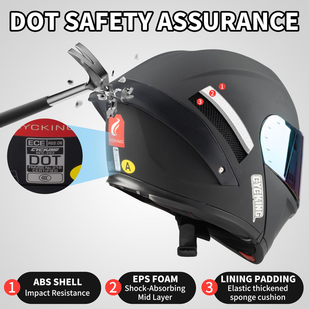 Modular Flip Up Full Face Motorcycle Helmet with Dual Visor F6827