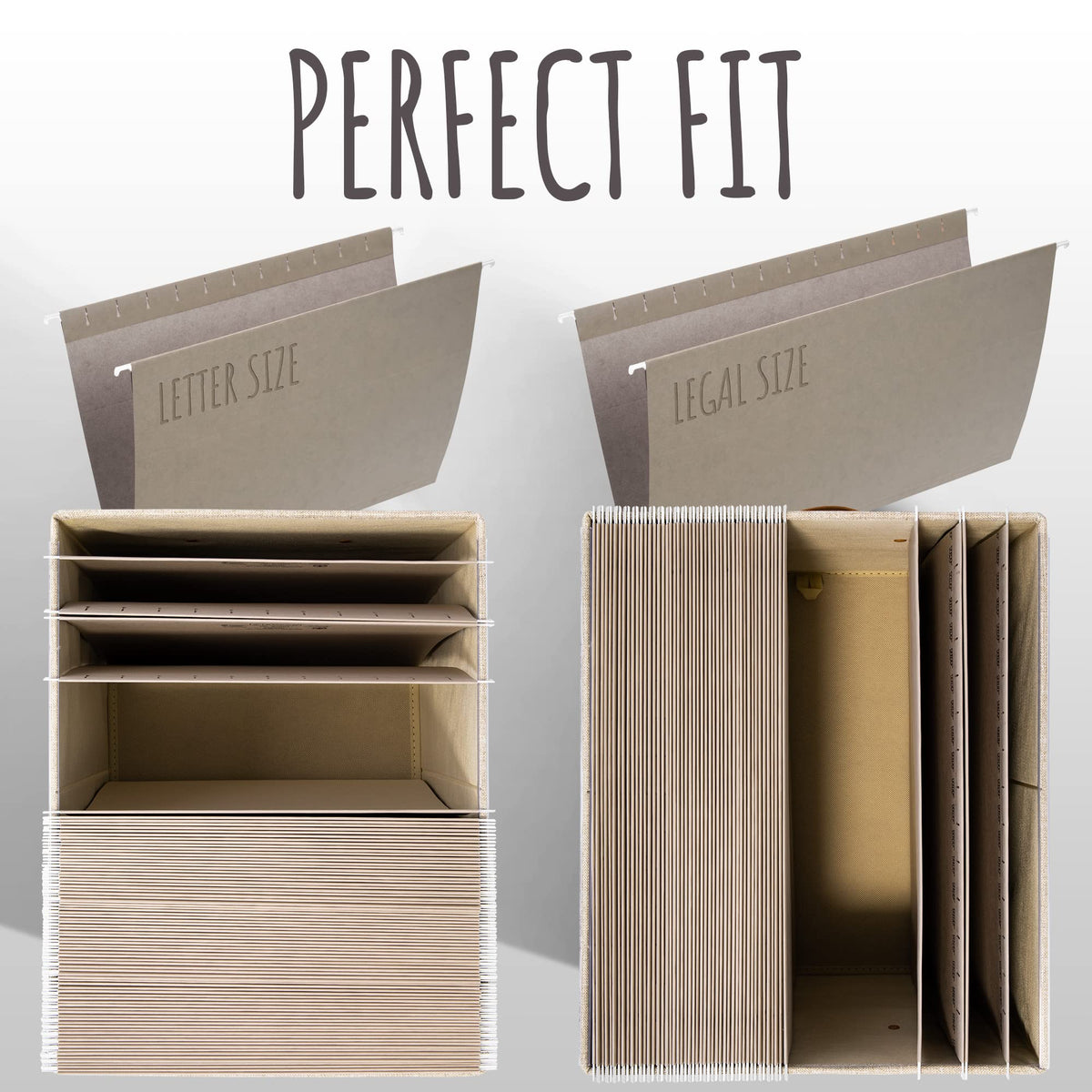 Collapsible Linen File Organizer Box Set of 2 A204