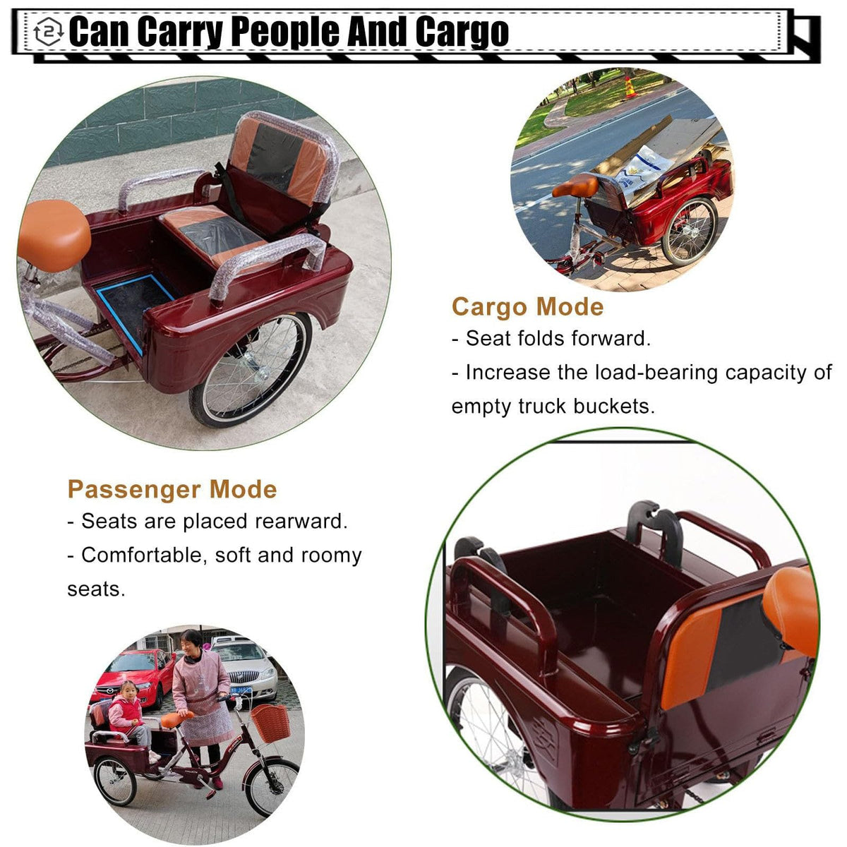 20 Inch 3-Wheel Electric Tricycle with Front Basket & Cargo Carrier E457637