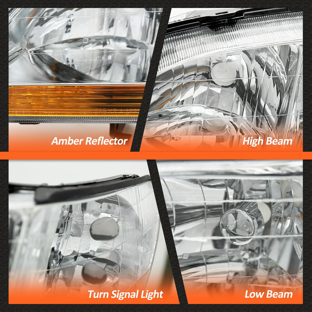 Chrome Headlights Assembly Pair F4018