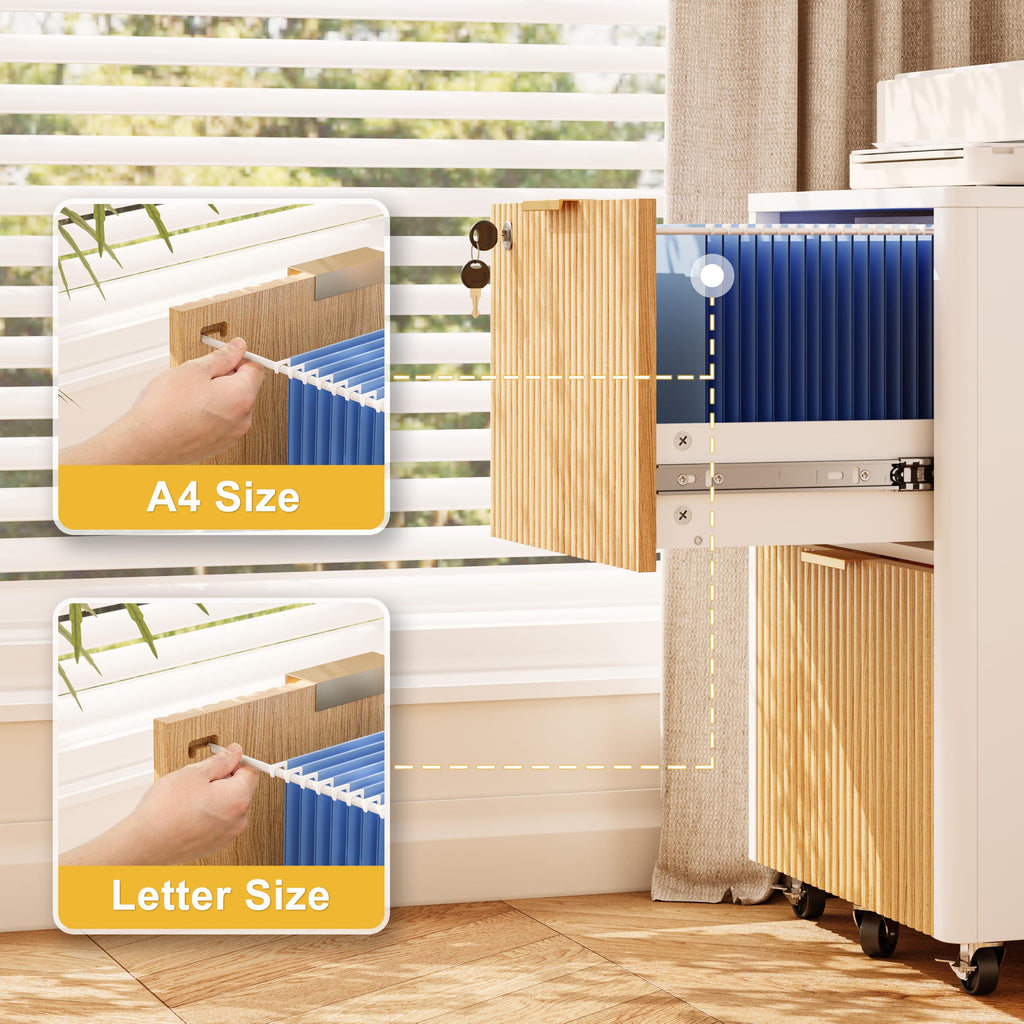2 Drawer Wooden Mobile File Cabinet with Lock P6247