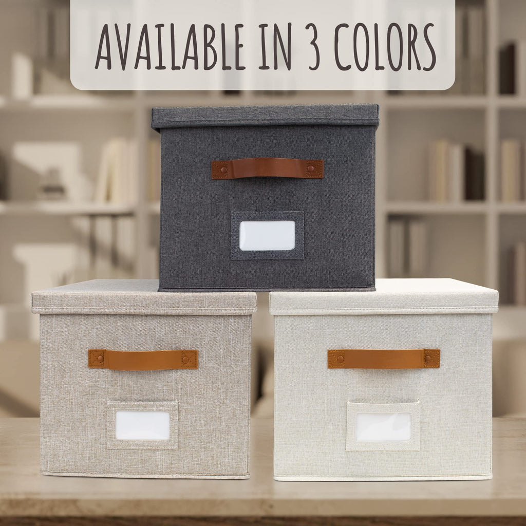 Collapsible Linen File Organizer Box Set of 2 A204
