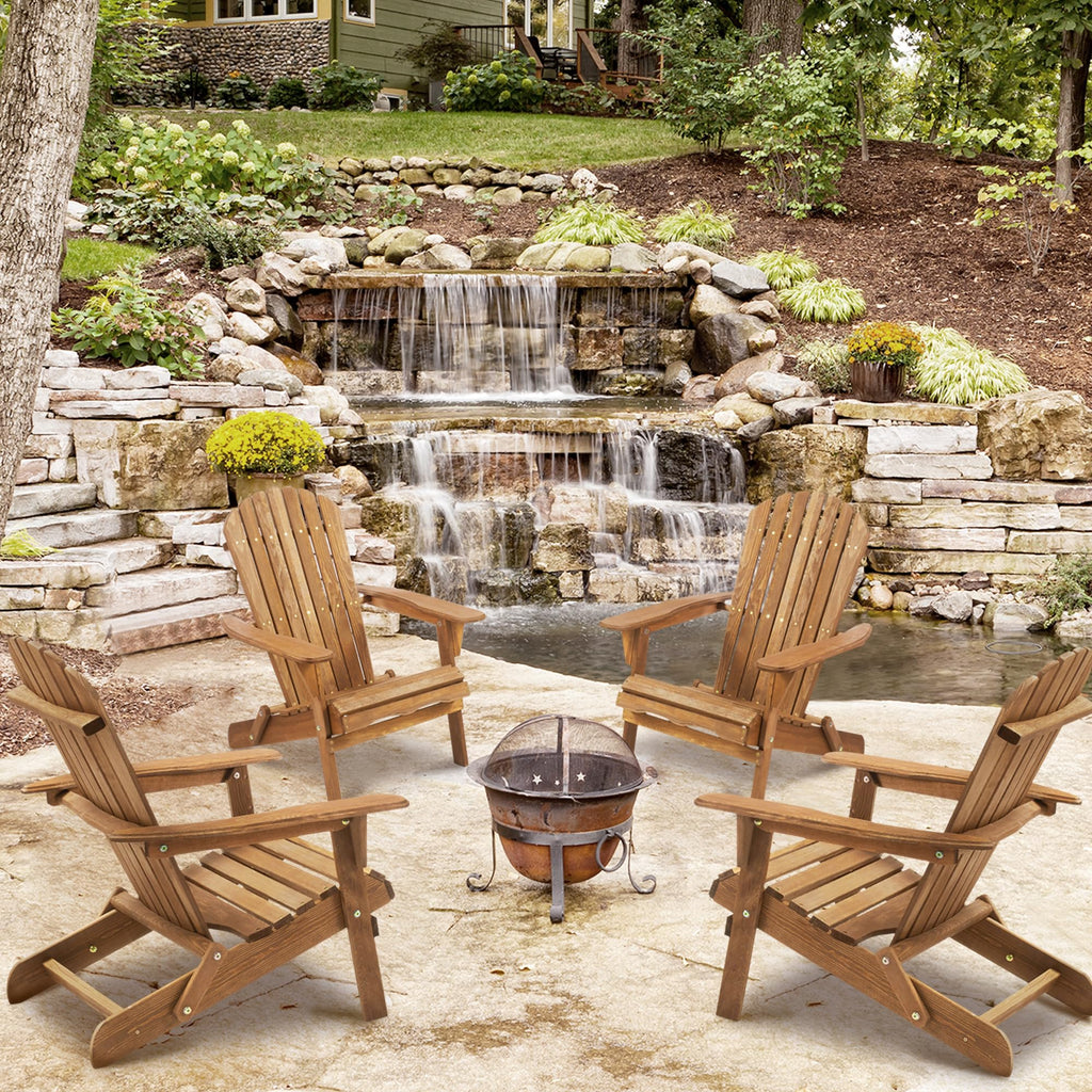 Adirondack Chair Set of 2 Wooden Folding Outdoor Chair J2783