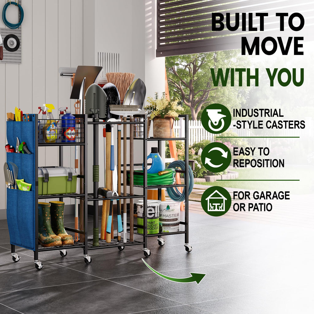 3-Sided Garden Tool Organizer with Wheels Q504658