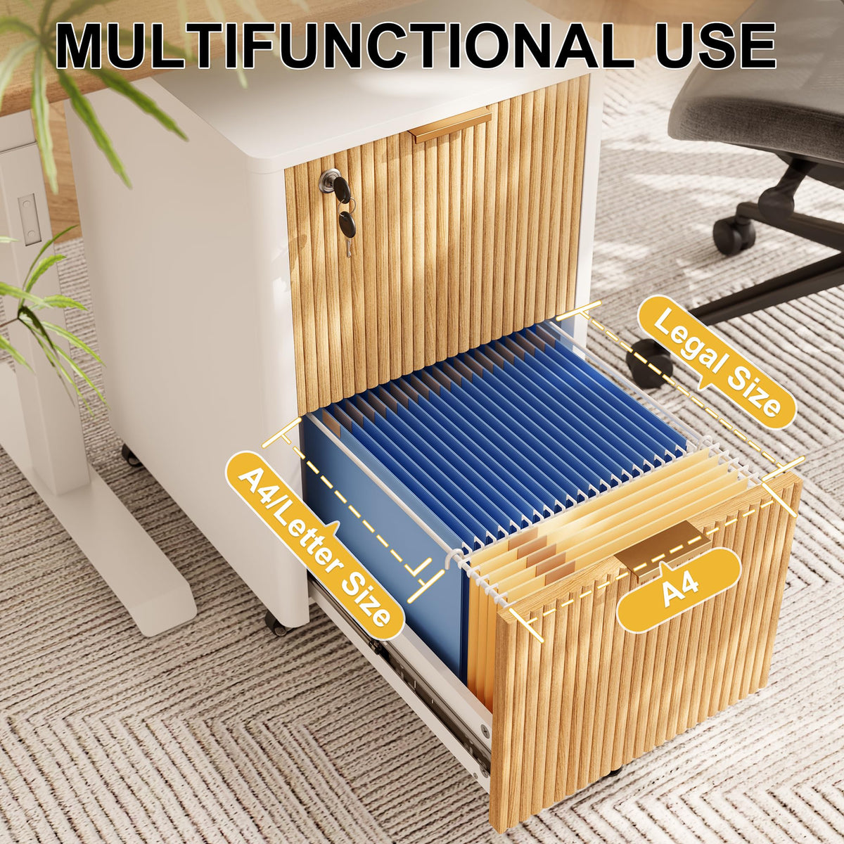 2 Drawer Wooden Mobile File Cabinet with Lock P6247