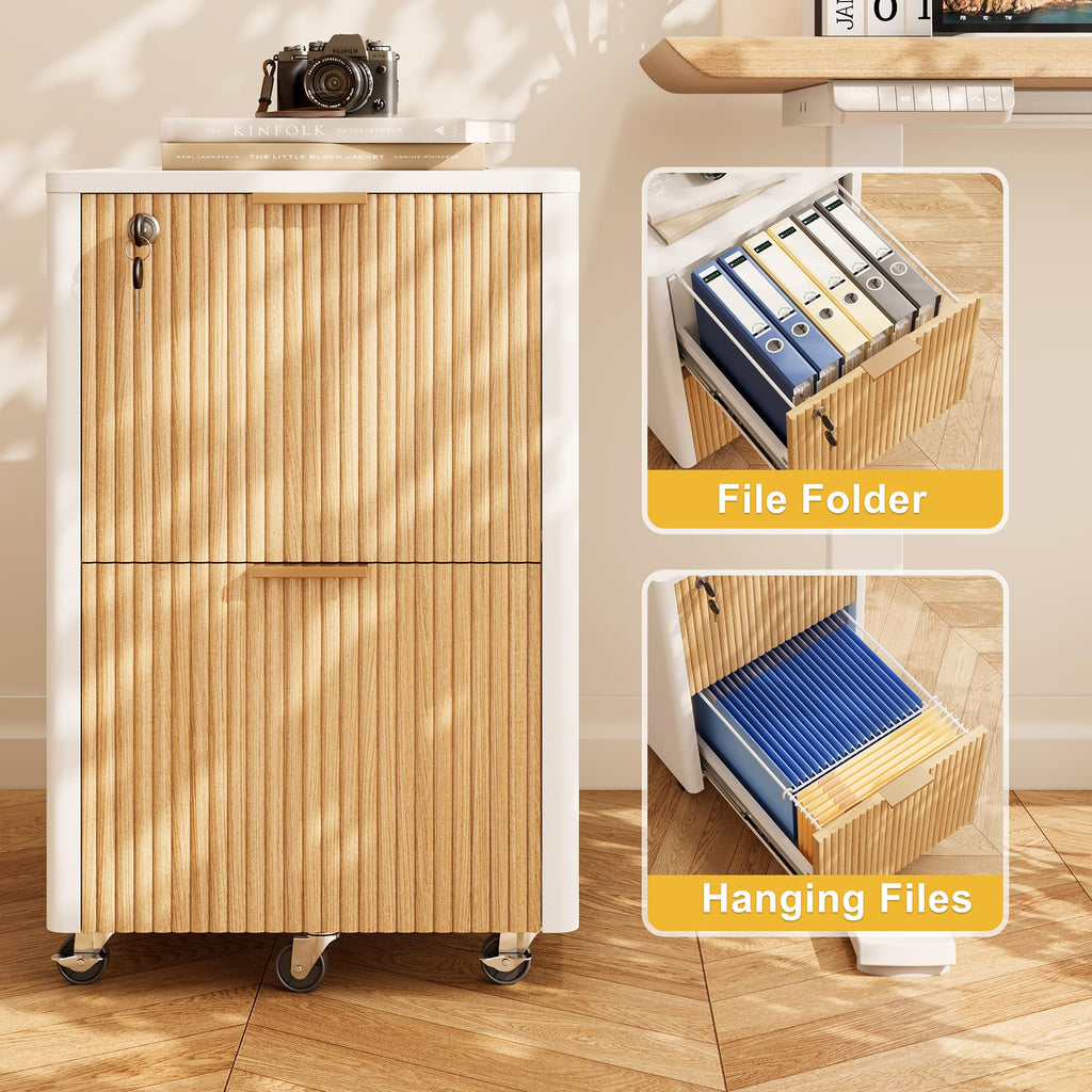 2 Drawer Wooden Mobile File Cabinet with Lock P6247