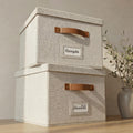 Collapsible Linen File Organizer Box Set of 2 A204