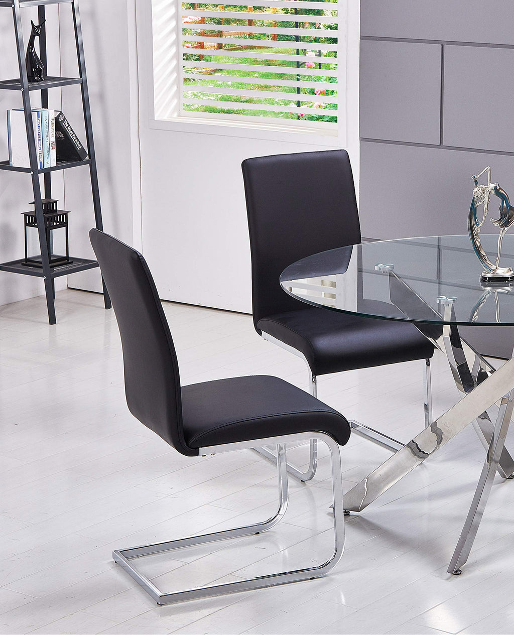 Black Faux Leather Dining Chairs Set of 2 W537335