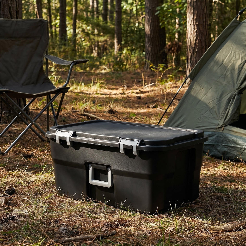 22 Gallon Black Wheeled Plastic Storage Trunk V967645