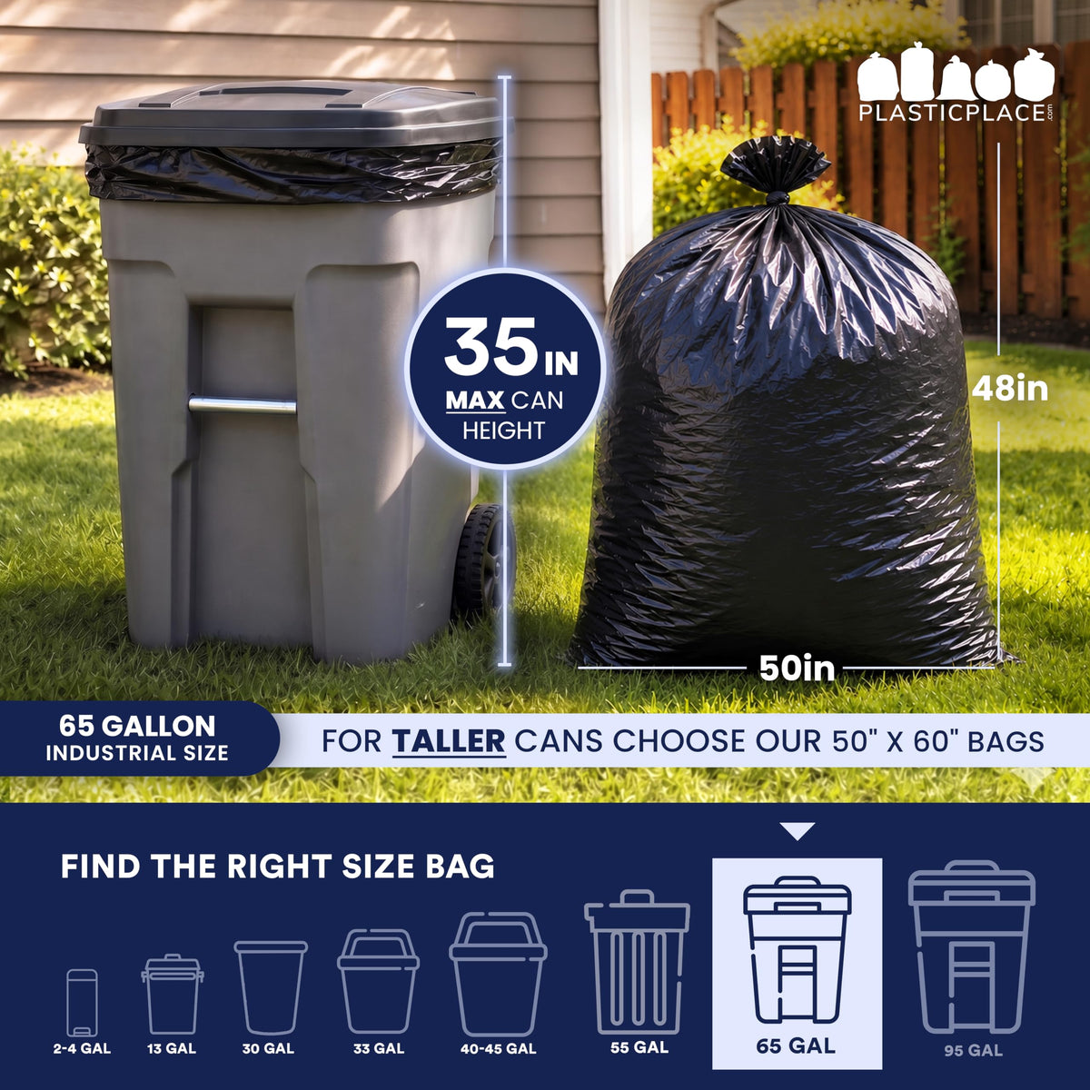 65 Gallon Black Heavy Duty Trash Bags 25 Count A82274