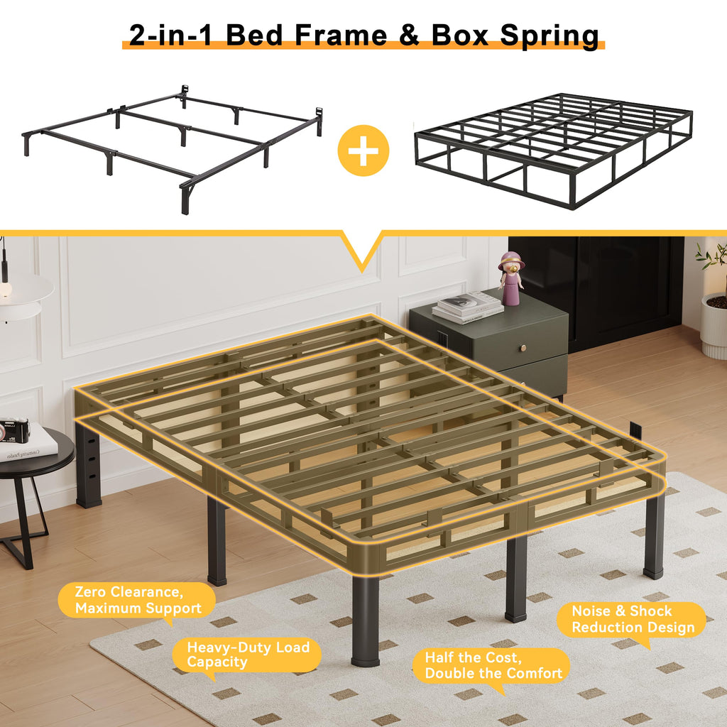 Queen 18 Inch Tall Metal Platform Bed Frame W3265